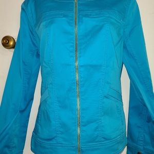 Chico's Size 1 Jacket Blazer Womens blue Zip Front
